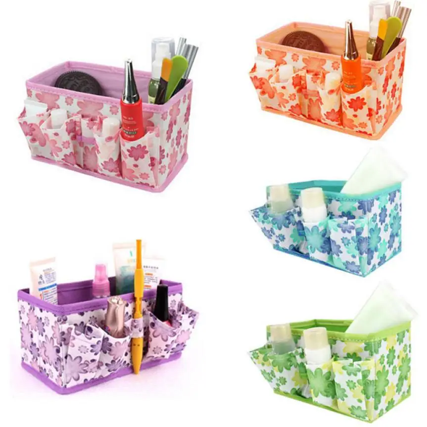 Organizer box makeup organizers Cosmetic Storage Box Bag Bright Color Foldable Stationary Container Makeup organizador watch box