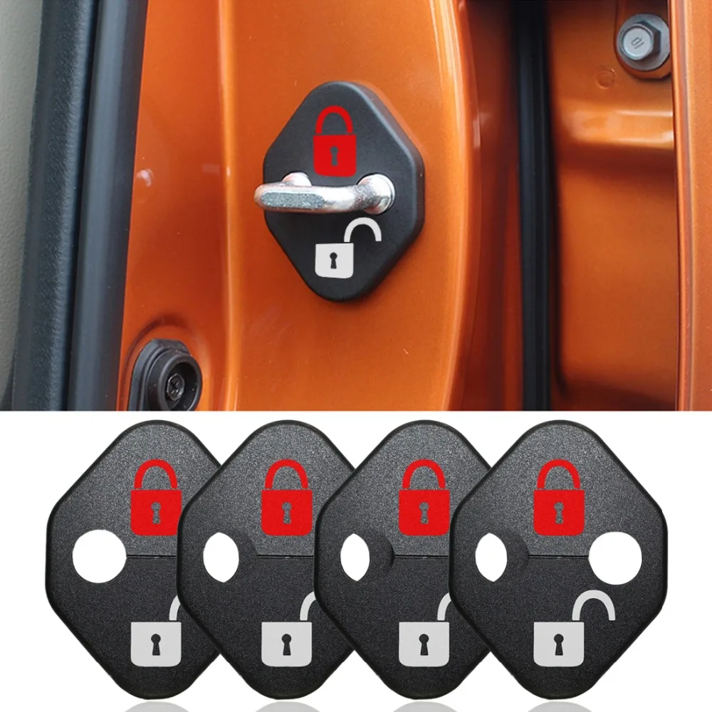 DIY Car Lock Sticker Car Door Lock Cover Fit For Toyota GT86 Alphard Tundra Aygo Avensis Avalon 4pcs Per Set Car Accessories