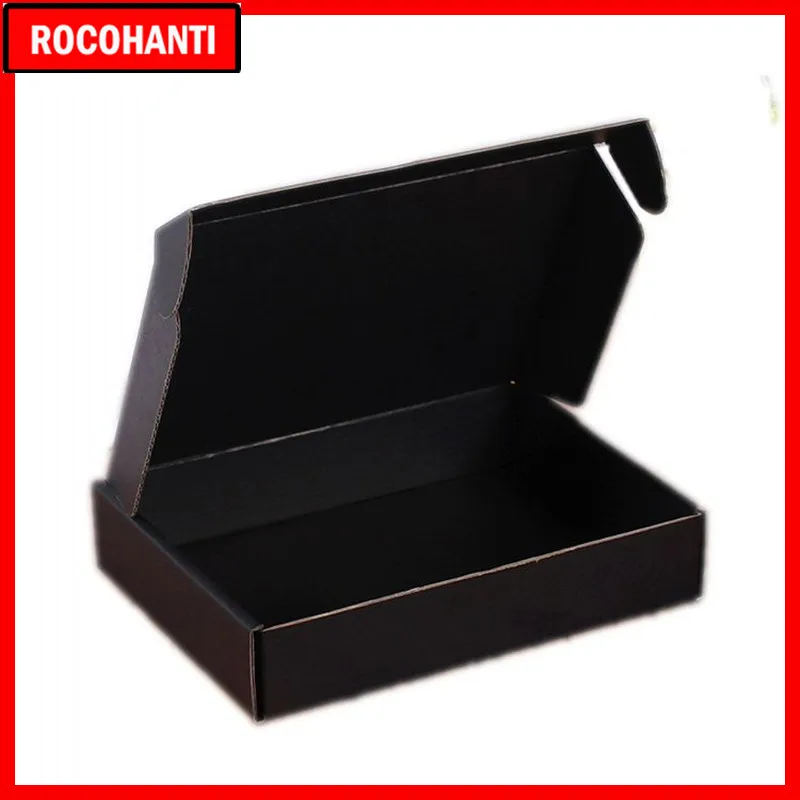 

100X Custom Logo Printed Corrugated Cardboard Paper Black Shipping Mailing Box Gift Packing Boxes