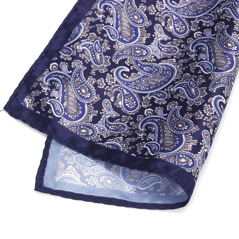 Men\'s Handkerchief Vintage Paisley Print Pocket Square Polyester Silk Soft Hankies Wedding Party Business Chest Towel Hanky Gift