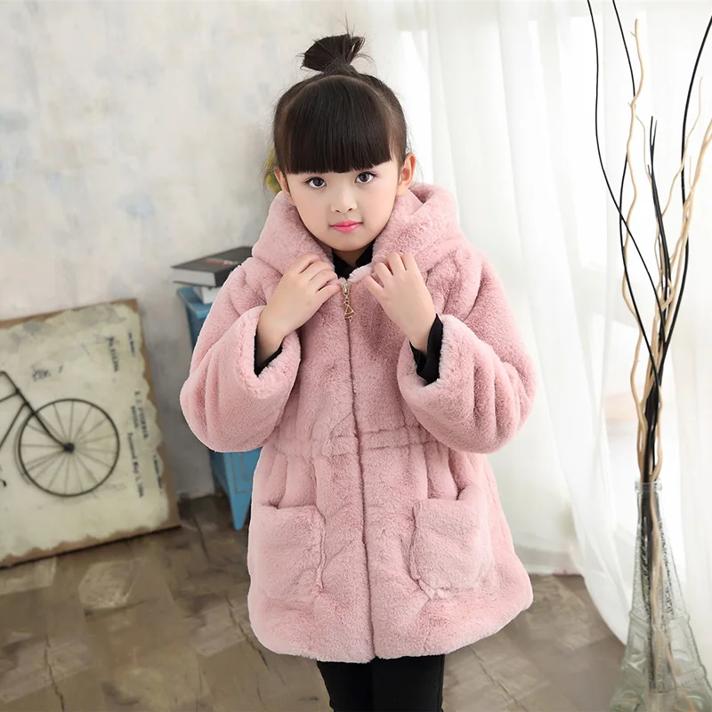 Hot Sale Children Fur Coat For Winter 2019 Boys & Girls Cute Rabbit-Like Sweater Outerwear Baby Kids Thickened Wadded Jacket P30