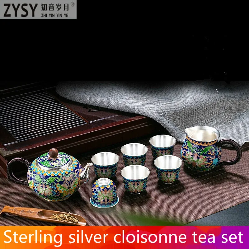 High grade 999Silver Products Hand made Cloisonne Tasting cup Kung Fu   Teacup gift for family and friends kitchen office tea se