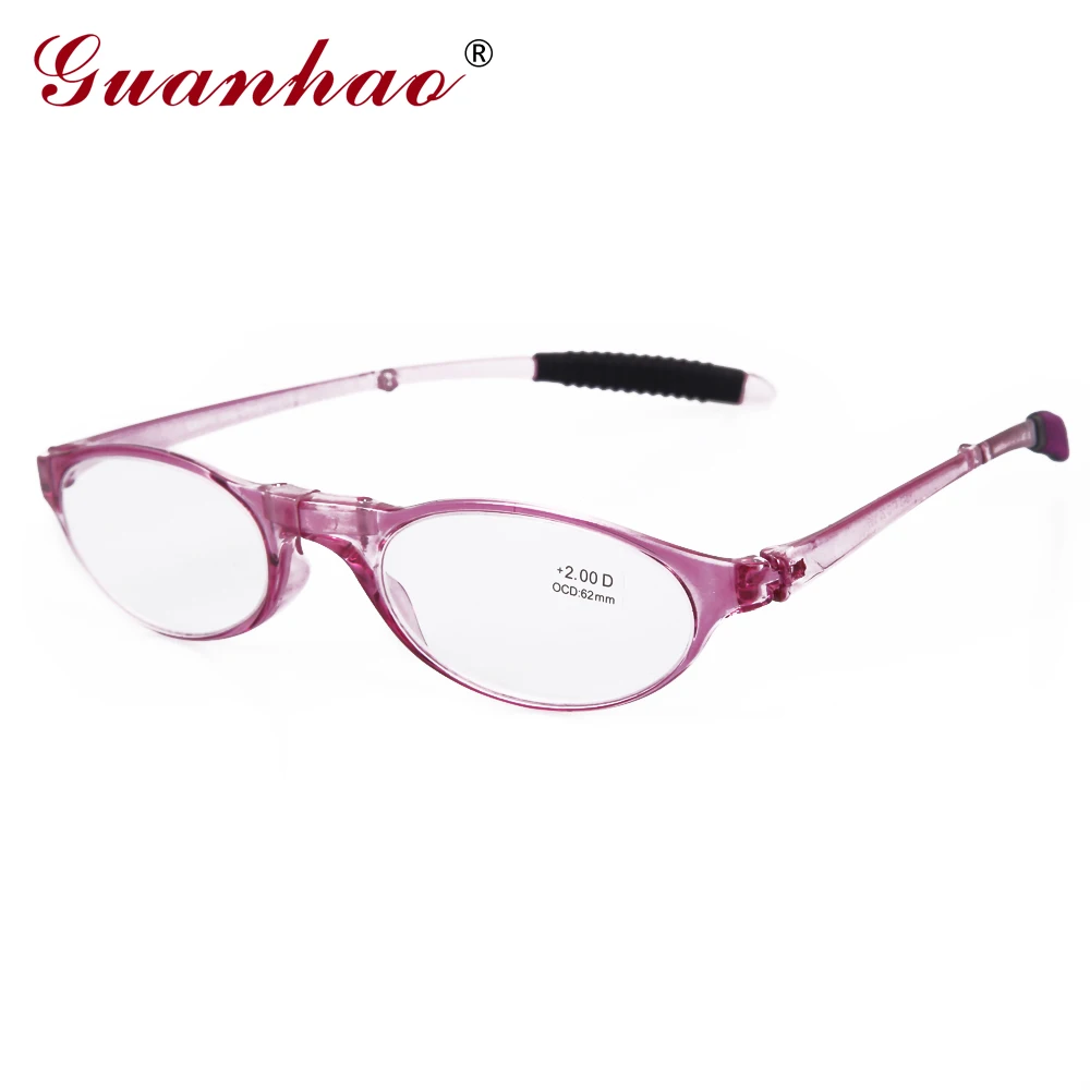 Guanhao Design Fashion Folding Reading Glasses Men Women Round TR90 Frame Resin Lens Light Slim Presbyopia Eyeglasses 1.0 1.5