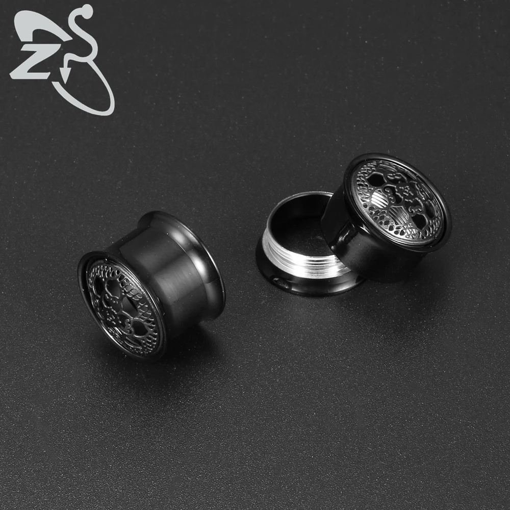 ZS 8-18mm Double Flared Ear Plug Tunnel Stainless Steel Screw Ear Expander Stretcher Polished Flesh Tunnel Body Piercing Jewelry