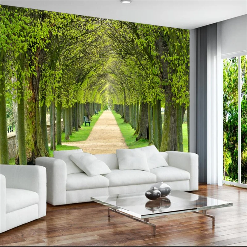 

wellyu Modern minimalist beautiful tree boulevard fresco fresco wall backdrop custom large mural silk silk wallpaper