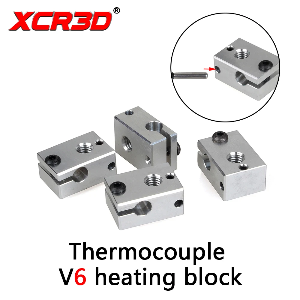 XCR3D ثلاثية الأبعاد أجزاء الطابعة V6 التدفئة كتلة الطارد ل HT-NTC100K HotEnd الحرارية الحرارية سخان كتلة الألومنيوم 1 قطعة