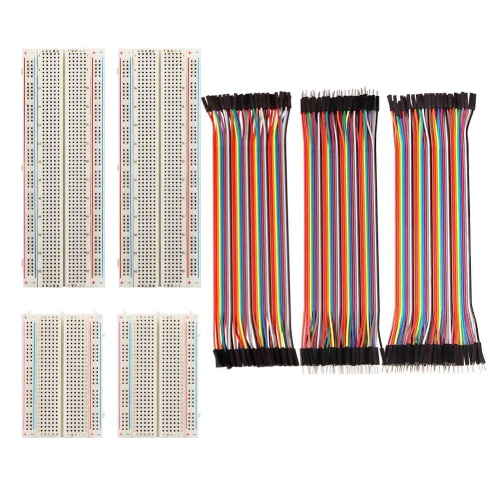 4 Pieces Breadboards Kit with 120 Pieces 20cm Jumper Wires for Arduino diy kit Proto Shield Circboard Prototyping