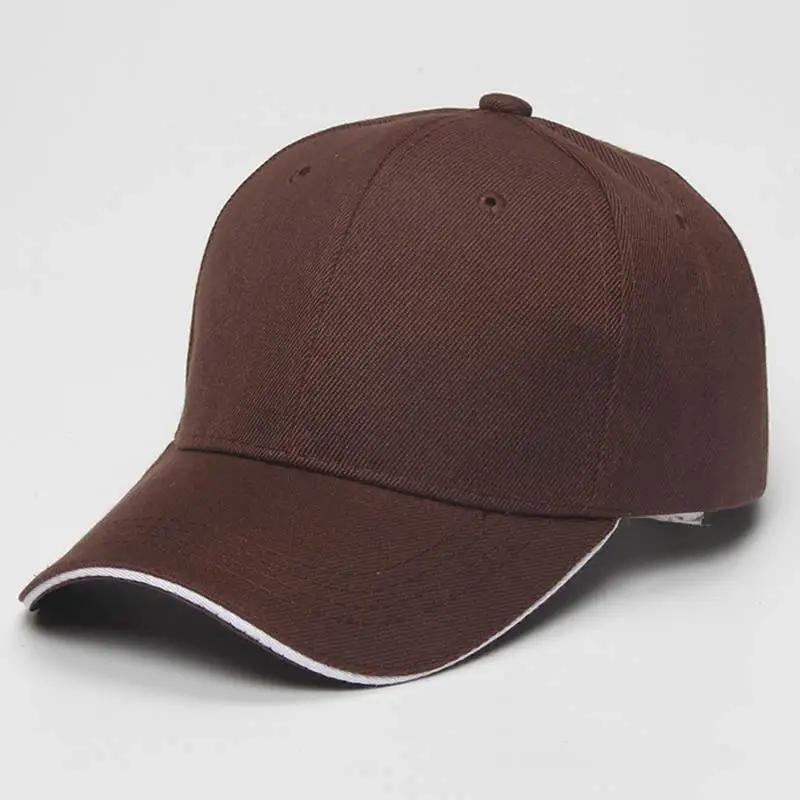 Women Men\'s Twill Baseball Caps Plain Sandwich Bill Cap 6 Panel Brown Orange Yellow Red Blue Beige Grey Wine Pink Size 58cm