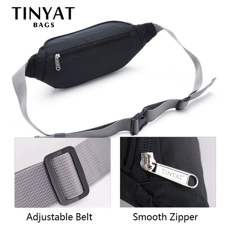 TINYAT Men Waist Bag Pack Travel Phone Belt Bag Pouch for Men Women Casual Shoulder Crossbody Canvas Bag for Belt Unisex Hip Bag