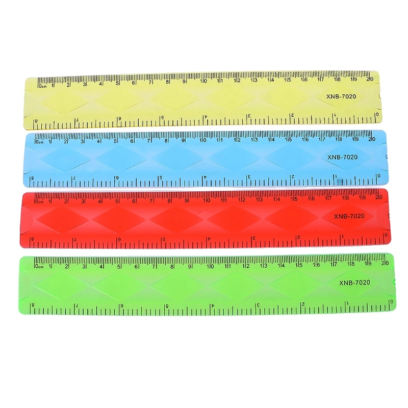 Régua colorida de 20cm 1 peça, material escolar macio e flexível