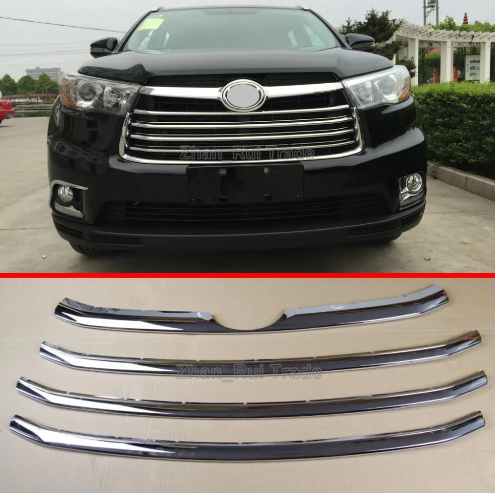 

Chrome Front Grille Cover Trim For Toyota Highlander 2014-2017 Car Accessories Stickers