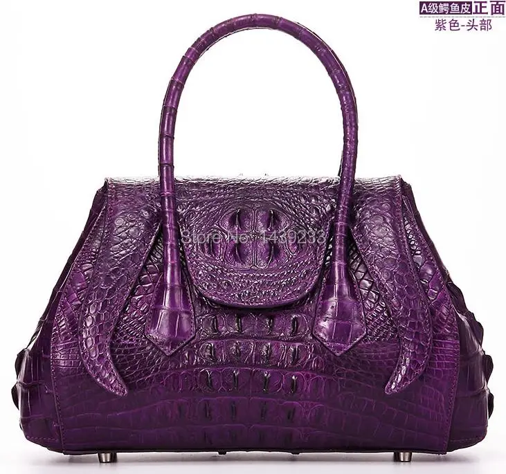 100% genuine crocodile skin  leather women handbag, Alligator Skin Womens Tote Bag, Purple