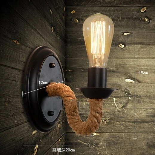 

American Country Loft Wall Lamp LED Hemp Rope Nordic Wall Light Vintage Wandlamp Fixtures For Bedroom Bathroom Home Lighting