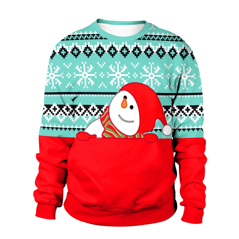 2024 Ugly Christmas Sweater For gift Santa Elf Funny Pullover Womens Mens Jerseys Party Birthday SnowmanXmas Sweatshirt