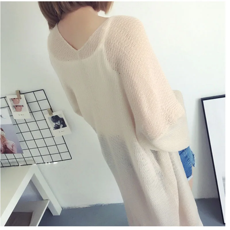 Long Fashion Summer Long Cardigan Sweaters Women Thin Woman Knitted Hollow Out Loose Cardigans Knitwear Open Stitch Causal Tops