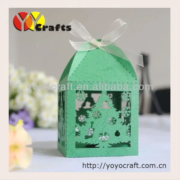 50pcs Free Shipping Laser Cut Christmas Tree Paper Indian Wedding Gift Box