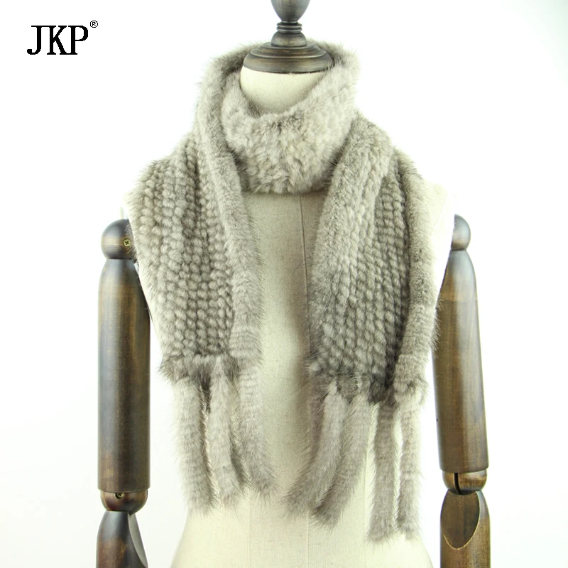 

New winter men and women mink fur Scarf with tassels Knitted mink scarf scarves