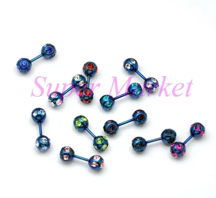 

Bone Barbell Earring Stud Nail 16G bar Promotional Gift Hot Sale Vacuum Plating Titanium Blue Color Jewelry