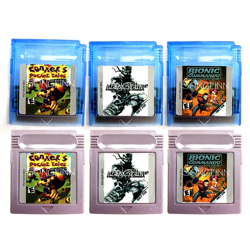 Metal Gear Solid Conker\'s Pocket Tales Bionic Commando Memory Cartridge for 16 Bit Handheld Video Game Console Card Accessories