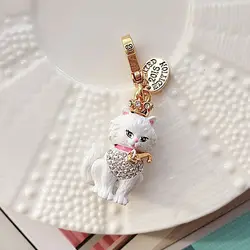 Fashion White Cat Charm Mini Small Charm Handbag Zipper Key Chains For Women Bracelet, Necklace