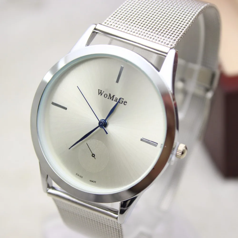 women watchesThe new brand of high-quality rose gold and silver metal mesh casual simple stainless steel quartz watch