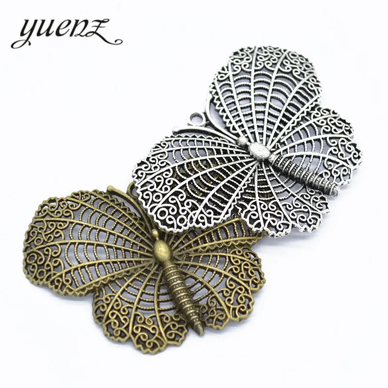 2pcs  Hot Sell Exquisite vintage butterfly Alloy Charms Pendant for Jewelry Making Accessory 68*46mm D275