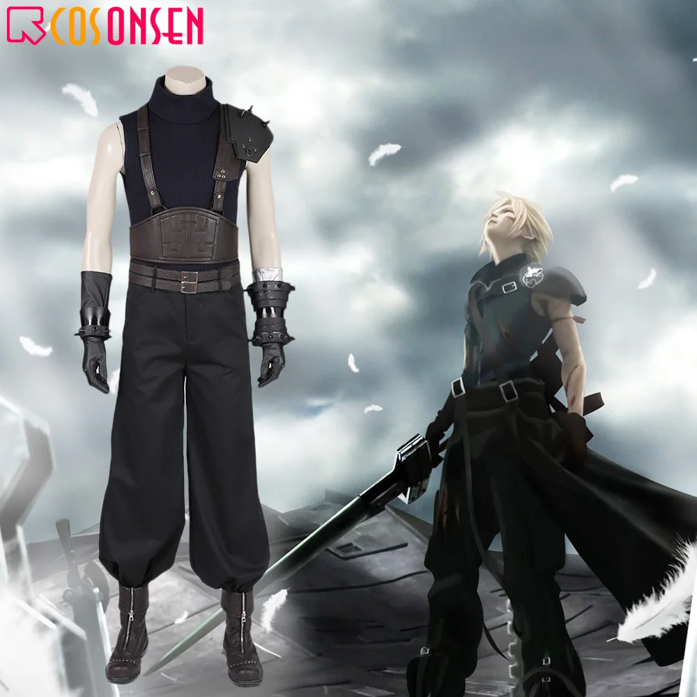 Strife Cosplay Game Final Fantasy VII Remake Zack Fair Cosplay Costume FF7 Cloud Strife Black Halloween Outfit COSPLAYONSEN