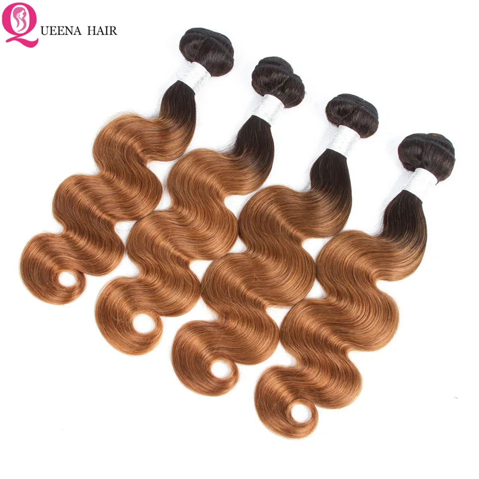 Ombre Blonde Brown Human Hair Bundles Body Wave Hair 3/4 Bundles Deals Wet And Wavy Brazilian Weave Remy Human Hair Extensions