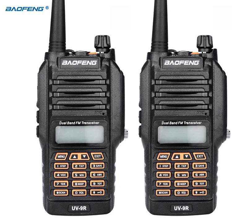 2pcs Upgrade Baofeng UV-9R with IP67 Waterproof Walkie Talkie 8W UHF VHF Dual Band Two Way Radio station 128CH Pair BAO FENG 9R