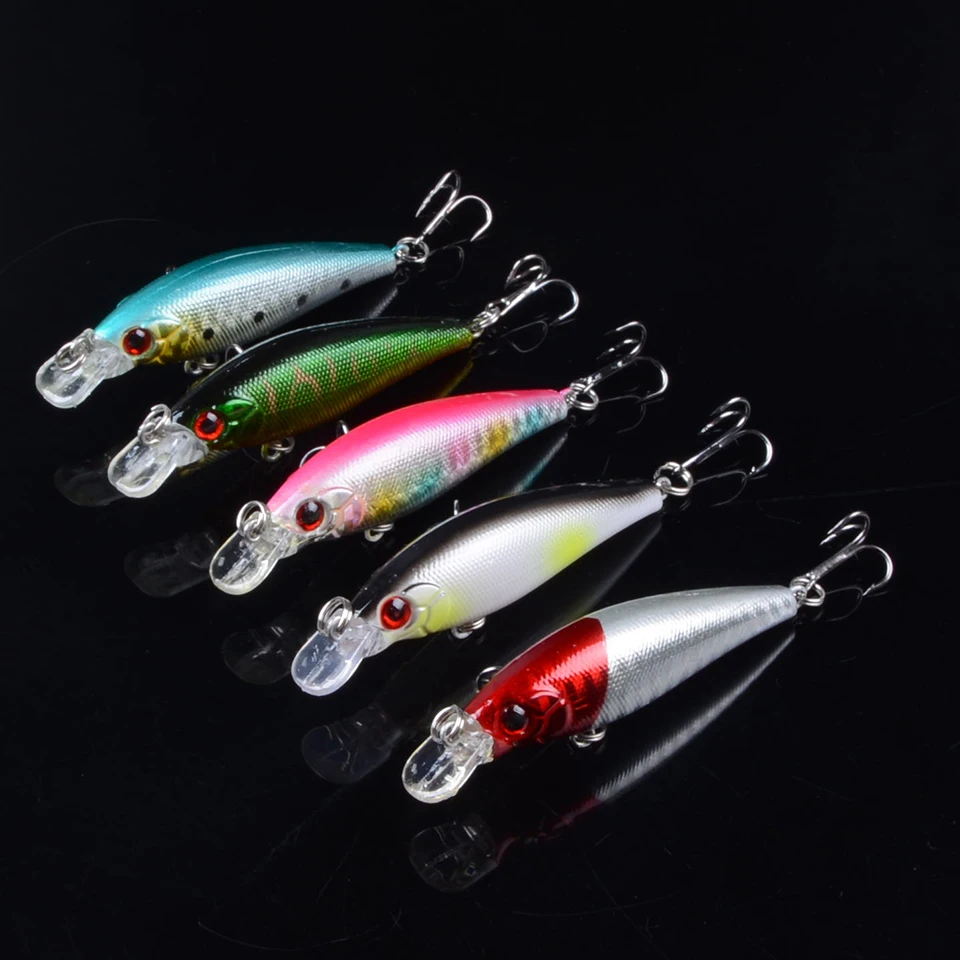 

5pcs Minnow Fishing Lures 7cm 6.6g Bass Trolling Artificial Hard Bait Crankbait Wobblers 3D Eyes for Fishing Carp Pesca