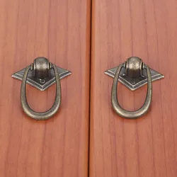 2Pcs Vintage Ring Handle And Knob Furniture Door Pull Handle European Zinc Alloy Cabinet Dresser Drawer Knobs 30*40mm