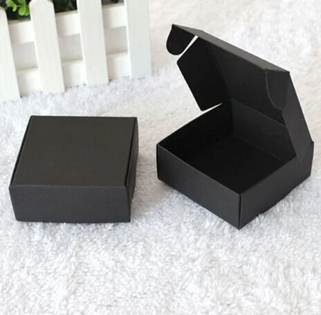 

10*8*3.5CM Vintage Kraft Paper Box Cardboard Handmade Soap Boxes Black Craft Paper Gift Box Jewelry Black Packaging 100pcs\lot