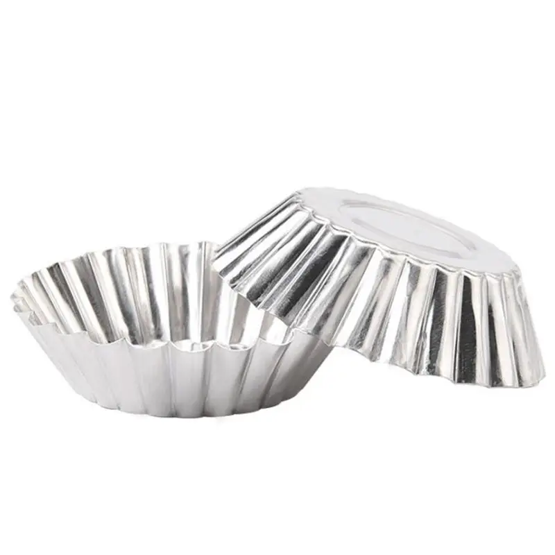 

Silver Tone Cake Cupcake Liner Egg Mould Baking Muffin Round Cup Mold Cake Tool Bakeware Baking Pastry Tools F20173427