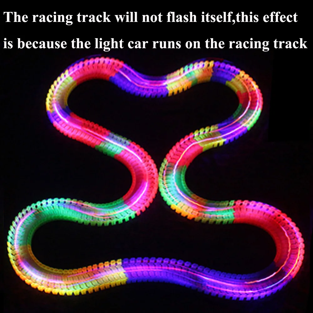 Glow Racing Track Car Set Led Light Track Car Flexible Glowing Tracks Toy 80-400pcs Race Track Flexible Railway Car Toys