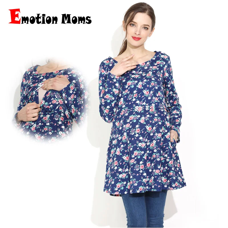 

Emotion Moms Cotton spring Long maternity clothes Lactation Top Breastfeeding Tops for Pregnant Women maternity T-shirt