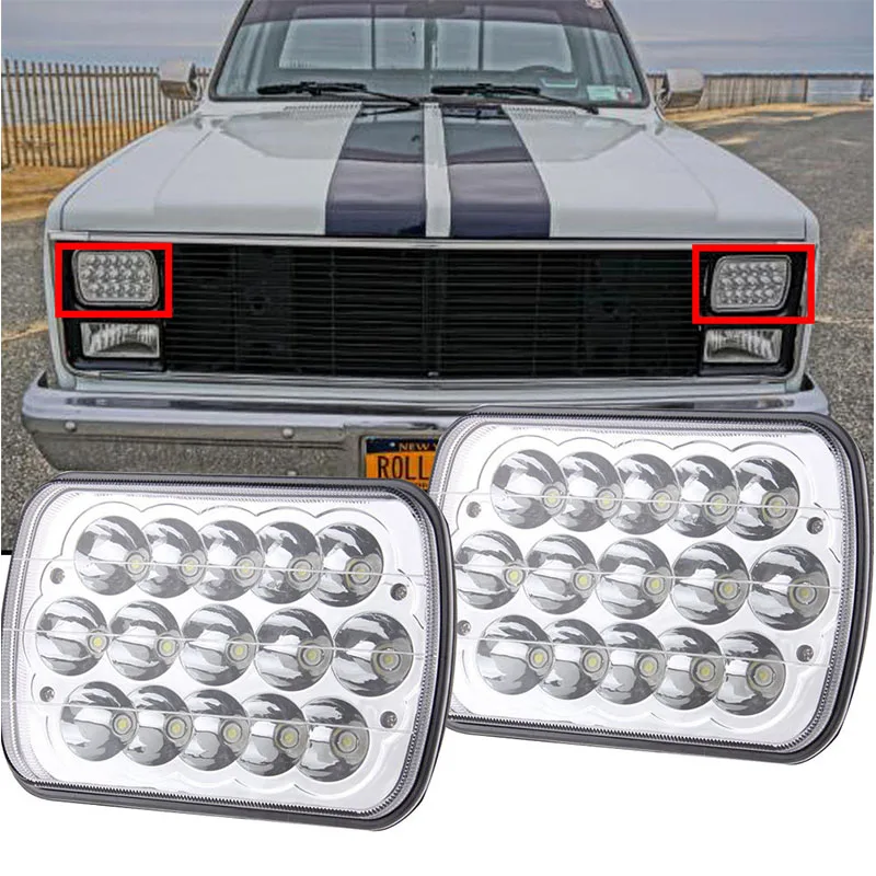 2PCS 6x7 inch Rectangular LED Headlights for Jeep Wrangler YJ Cherokee XJ Toyota PickupTrucks 4X4 Offroad Headlamp