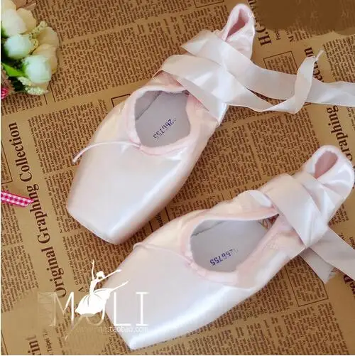 Ballet Pointe Shoes Satin Upper With Ribbon Silicone Gel Toe Pad Girls Women\'s Pink Professional Ballet Shoes