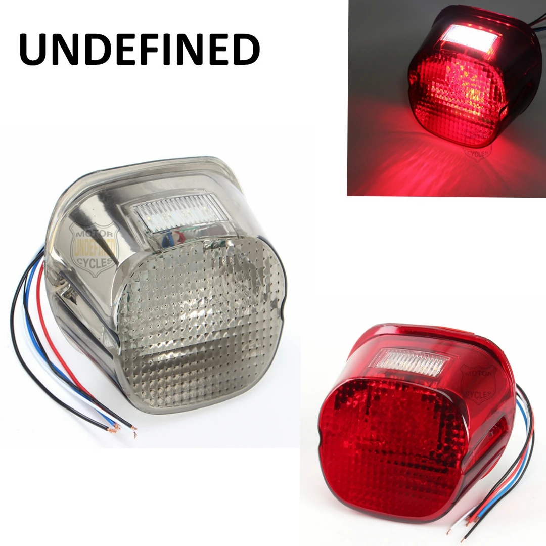 

Smoke Motorcycle Brake Tail Light LED Red Lens License Plate Light 5 Wire For Harley Sportster XL1200 Dyna Softail 1991-2010