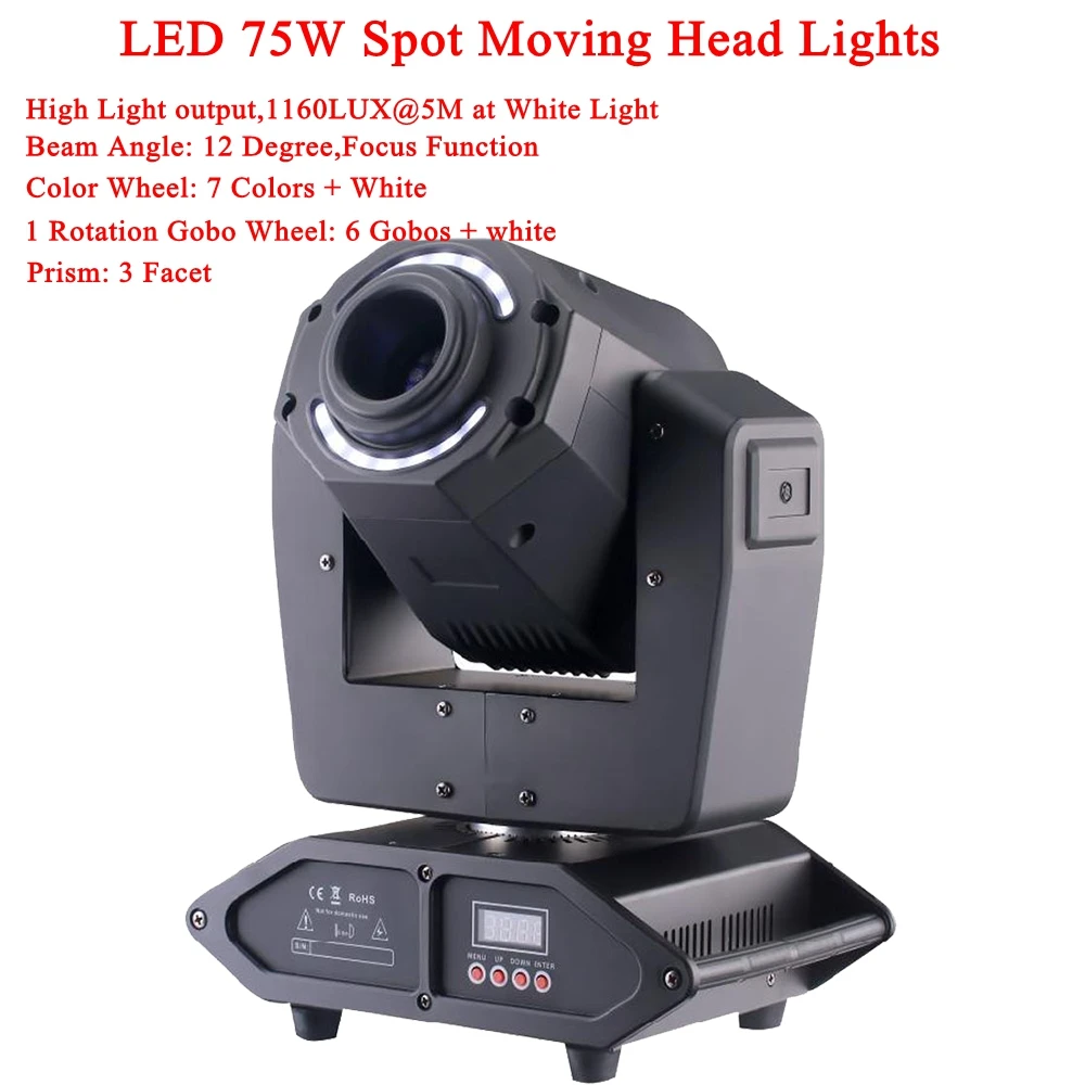 

LED 75W Spot Moving Head Light Disco DJ Lamp 14X0.2W RGBW LEDs Music Party Lights Channels Professional Stage lighting Effect