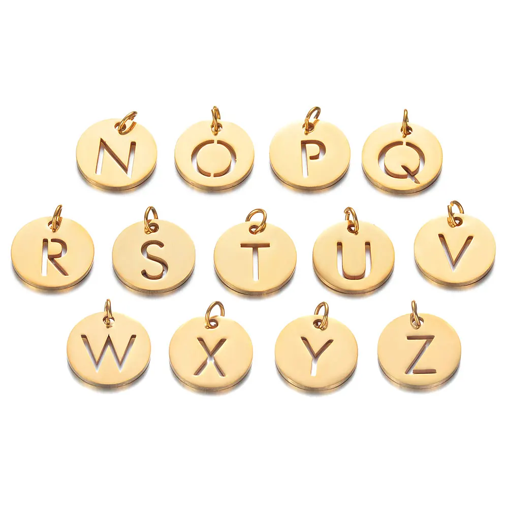 10pcs/lot 316 Stainless Steel Initial Name Charms Vnistar Alphabet Handmade Jewelry Finding Supplies A-Z Letter Pendants