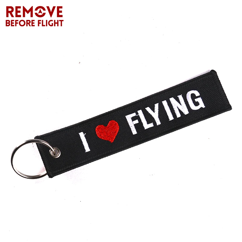 5 PCS/LOT I LOVE FLYING Key Ring Chains Car Key Holder OEM Keychain Jewelry Embroidery Keychain for Aviation Gifts Luggage Tags