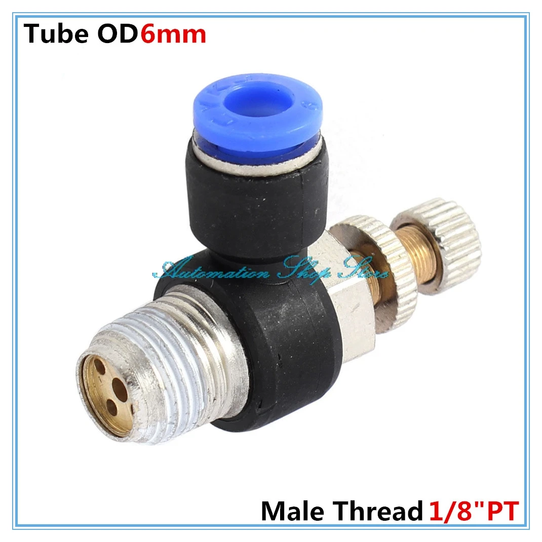 

5Pcs 6mm Push In to Connect Fitting 1/4" Thread Speed Flow Controller Air Valve SLA6-02