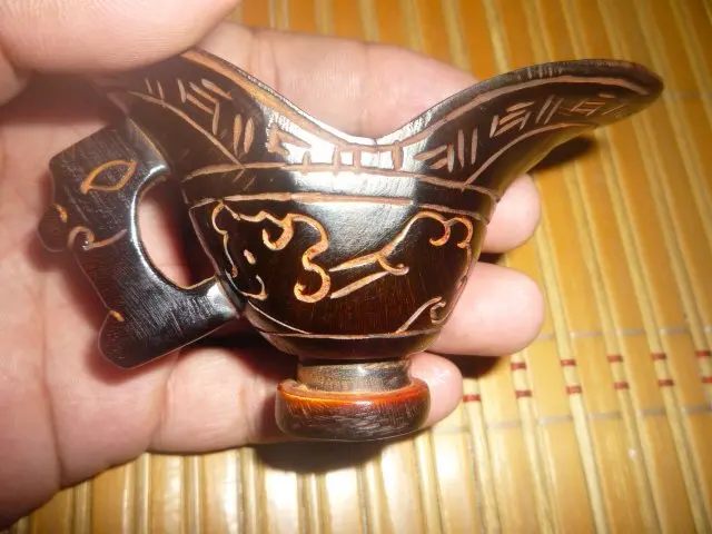 

Collection old horn bone cup,with carving, Exquisite design, with beautiful markings painted , Free Shipping