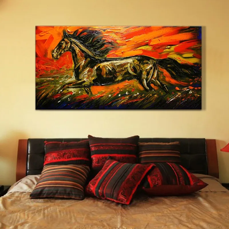 

top Artist 100% Hand-painted High Quality modern Animal horse Oil Painting on Canvas Handmade Abstract Strong horse Oil Painting