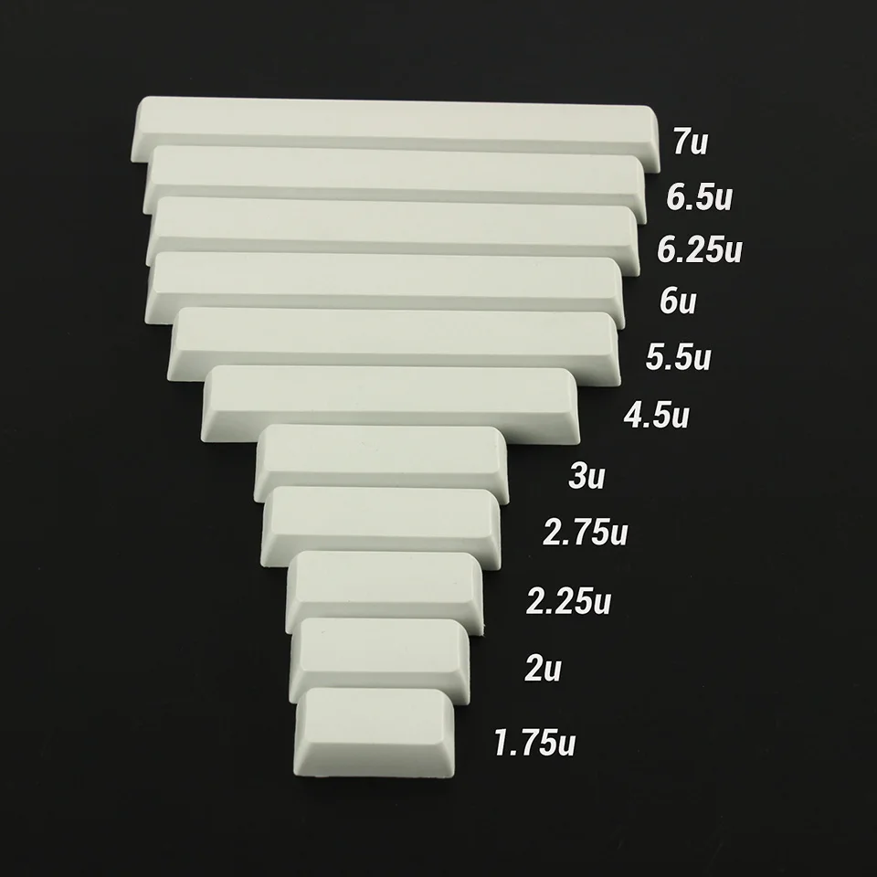 XDA Convex Spacebar Grey 1.75u 2u 2.25u 2.75u 3u 4.5u 5.5u 6u 6.25u 6.5u 7u Blank Keycaps for Gh60 60% Filco K70 K95