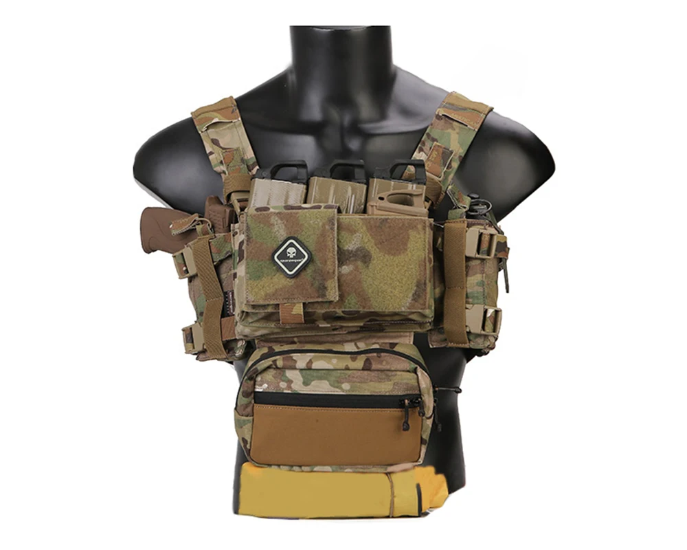 EMERSONGEAR Taktisches Chest Rig Micro Fight Chissis MK3 Chest Rig Airsoft Jagd Kampfweste mit 5,56 Mag Pouch Multi-Camo – Detail 6