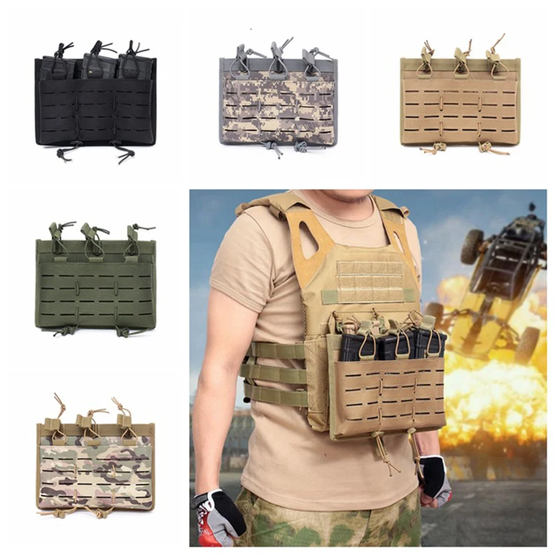 

Multi-Function Tactical Molle Magazine Pouch Quick-Release Triple Magazine Bag Universal Vest-Type Accessory Bag