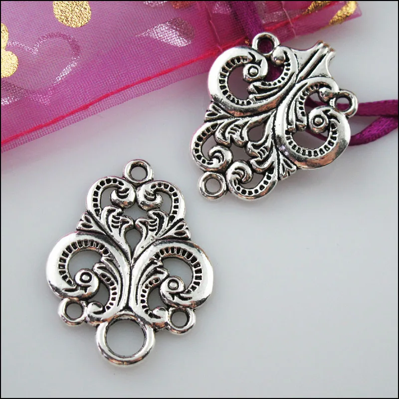 4Sets Tibetan Silver Clouds Heart Flower Bracelet Toggle Clasps Connectors