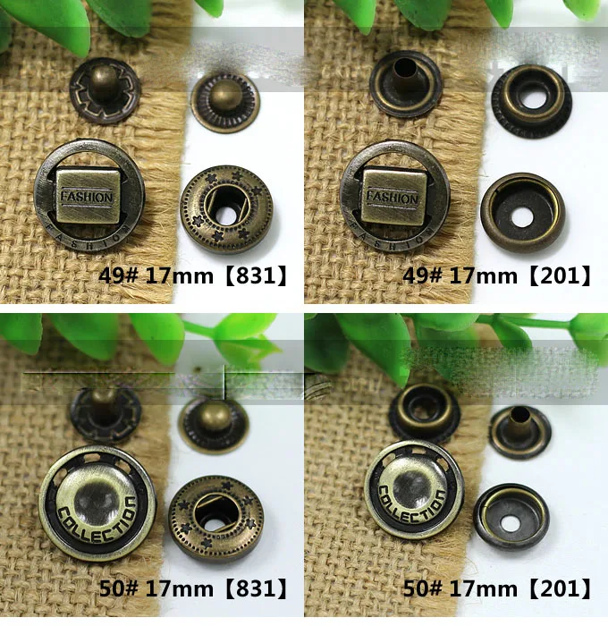 17mm round vintage bronze color metal snap button leather craft bag clothing sewing accessories 50sets/lot