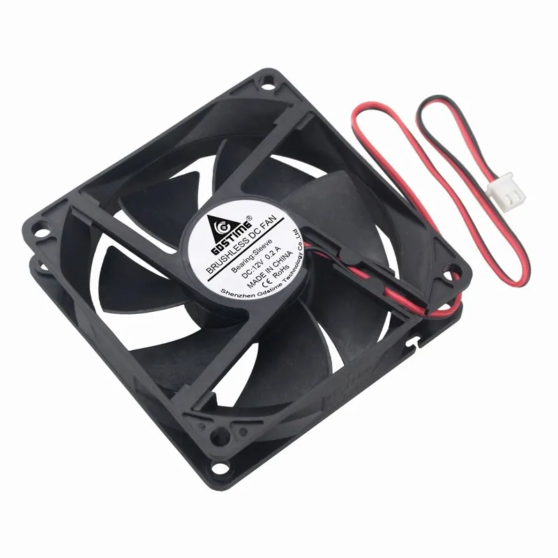 1 Piece Gdstime 8cm 2Pin 2 Wire 80mm x 20mm 12V DC Brushless Motor Cooling Fan 80x80x20mm 8020 PC Case Cooler